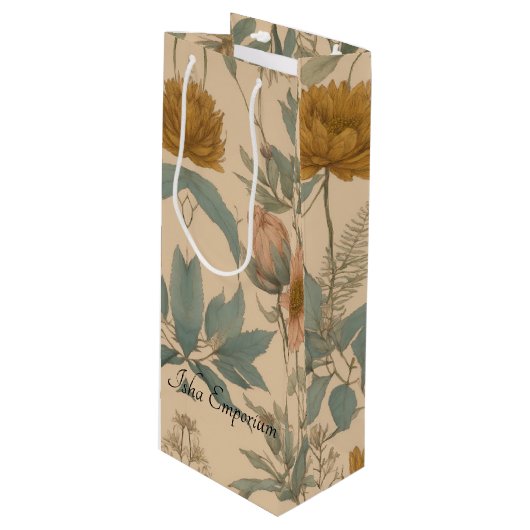 Floral Wine Gift Bag Wijn Cadeautas (Voorkant Gekanteld)