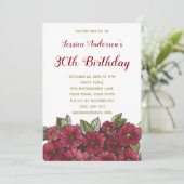Floral Wine Gold Dertigste 30ste Verjaardag Uitnod Kaart (Staand voorkant)