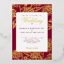  Floral Wine Red Gold Wedding