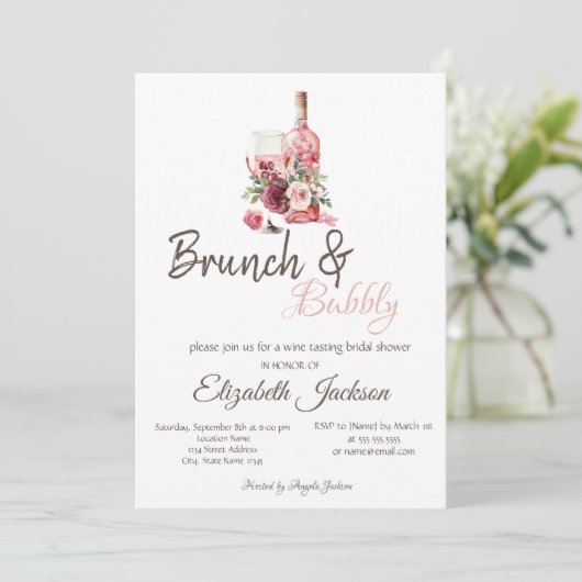 Floral Wine Tasting Brunch & Bubble Kaart (Staand voorkant)