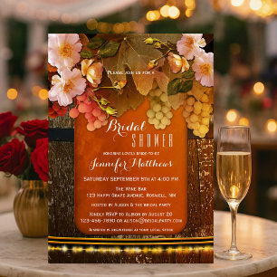 Floral Wine Thmed String Lights Vrijgezellenfeest Kaart