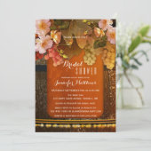 Floral Wine Thmed String Lights Vrijgezellenfeest Kaart (Staand voorkant)