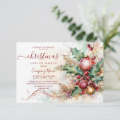 Floral Winter Arrangement Christmas Kantoor Party Kaart (Staand voorkant)