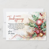 Floral Winter Arrangement Thanksgiving Custom Feestdagenkaart (Voorkant)