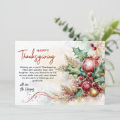 Floral Winter Arrangement Thanksgiving Custom Feestdagenkaart (Staand voorkant)