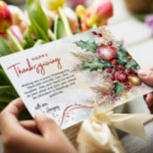 Floral Winter Arrangement Thanksgiving Custom Feestdagenkaart