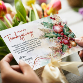 Floral Winter Arrangement Thanksgiving Custom Feestdagenkaart