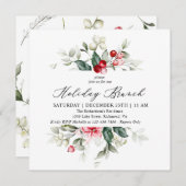 Floral Winter Berries Holiday Brunch uitnodiging (Voorkant / Achterkant)