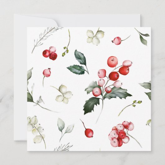 Floral Winter Berries Holiday - uitnodiging (Achterkant)