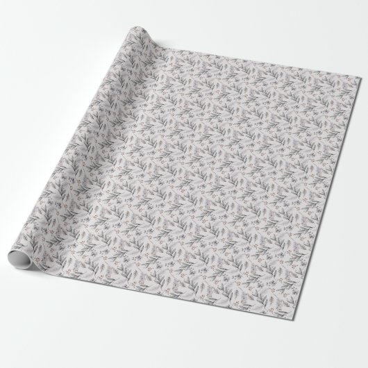 Floral Winter Cadeaupapier (Uitgerold)