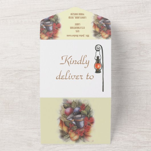 Floral winter- en kerstgordels all in one uitnodiging (Buitenkant)