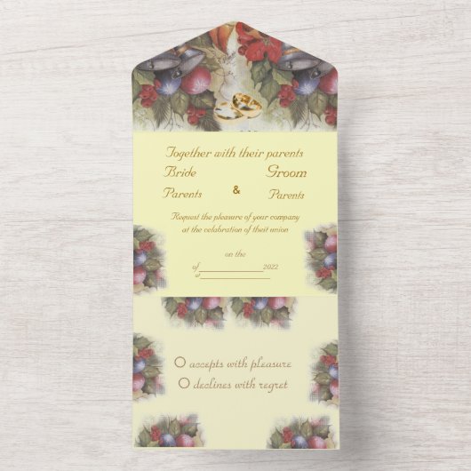 Floral winter- en kerstgordels all in one uitnodiging (Binnen)