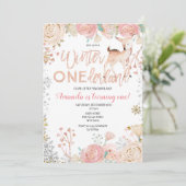 Floral Winter ONEderland Sneeuwdag Uitnodiging (Staand voorkant)