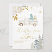 Floral Winter Snowman Birthday Party Kaart (Voorkant)