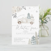 Floral Winter Snowman Birthday Party Kaart (Staand voorkant)