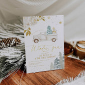 Floral Winter Snowman Birthday Party Kaart