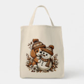 Floral Winter Wonderland Snowman Tote Bag (Achterkant)