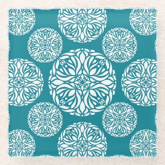 Floral wintersneeuwvlok glazen onderzetter (Voorkant)