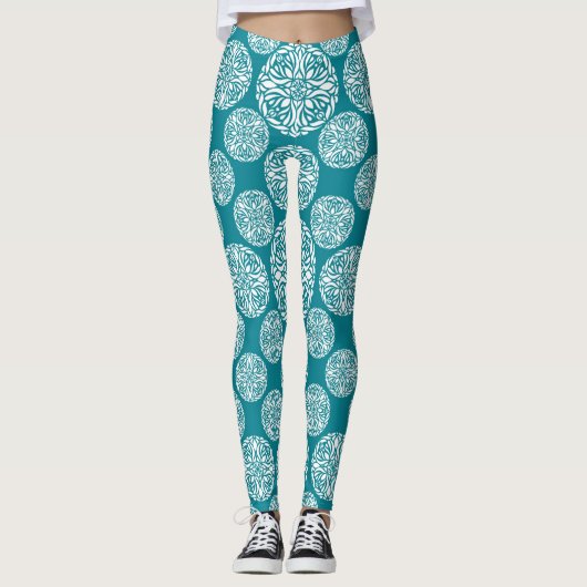 Floral wintersneeuwvlok leggings (Voorkant)