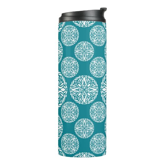 Floral wintersneeuwvlok thermosbeker (Gedraaid links)