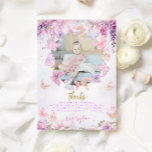 Floral Wisteria Gold Butterfly Kids Verjaardag Fot Bedankkaart<br><div class="desc">Het ontwerp heeft pastelkleuren zoals lavendel, munt en baby roze, versierd met zachte wisteria bloemen en speelse vlinders. Deze elementen creëer hebben een zacht, magisch gevoel. De uitnodiging bevat de woorden "bedankt" in glimmend gouden glitter script, het toevoegen van een vleugje sprankeling en plezier. Dit eenvoudige maar betoverende ontwerp is...</div>