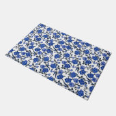 Floral | Wit blauw en grijs decoratief Deurmat (Schuin)