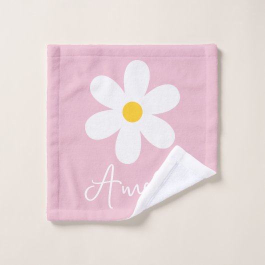 Floral wit Daisy roze handdoek set (Wasdoekje)