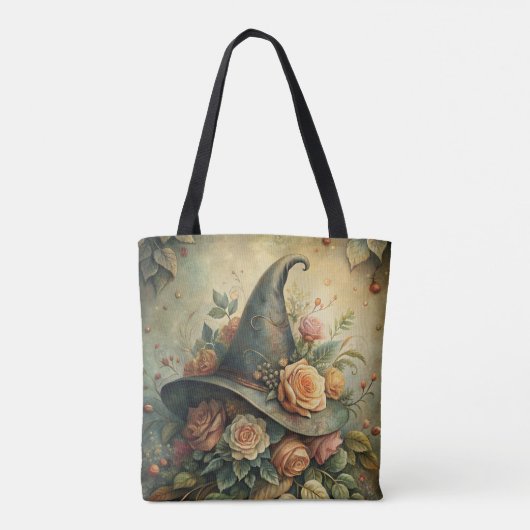 Floral Witch Pet – Botanische Spellcaster Stijl Tote Bag (Achterkant)