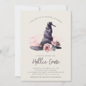 Floral Witch Pet Halloween Vrijgezellenfeest Kaart (Voorkant)