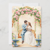 Floral with Gold Swing Wedding Invitation Kaart (Achterkant)