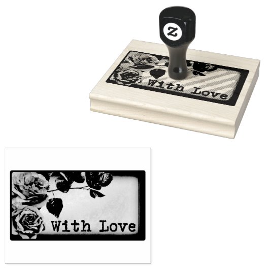 Floral "with Love Handle Art Stamp Rubberstempel (Gestempeld)