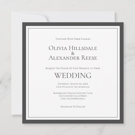 Floral, witte rozen, legante bruiloft uitnodiging (Achterkant)