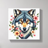 Floral Wolf Stretched Canvas Afdruk (Voorkant)