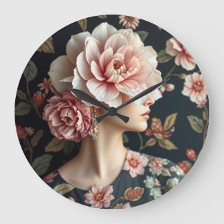 Floral Woman Art - Leven in volle bloei Grote Klok
