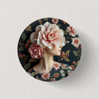 Floral Woman Art - Leven in volle bloei Ronde Button 3,2 Cm