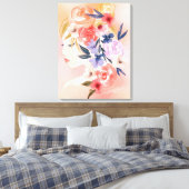 Floral Woman Botanical Waterverf Illustration Canvas Afdruk (Insitu (Slaapkamer))
