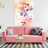 Floral Woman Botanical Waterverf Illustration Canvas Afdruk (Insitu (Woonkamer))