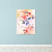 Floral Woman Botanical Waterverf Illustration Canvas Afdruk (Insitu (Houten vloer))