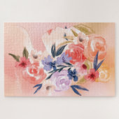 Floral Woman Botanical Waterverf Illustration Legpuzzel (Horizontaal)