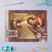 Floral Woman Burgundy William Morris Art Tissuepapier (Craft)