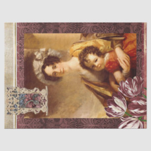Floral Woman Burgundy William Morris Art Tissuepapier