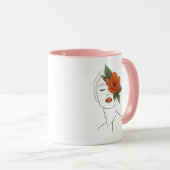  Floral Woman Face Art Mug gift  Mok (Voorkant rechts)