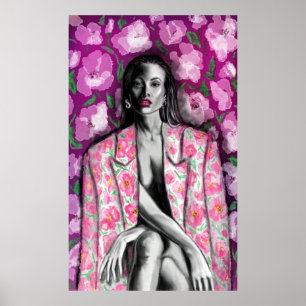 Floral Woman Fantasy Poster Print - Kunst schilder