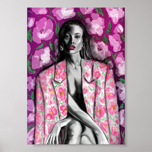 Floral Woman Fantasy Poster Print - Kunst schilder (Voorkant)