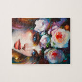 Floral Woman Portret Painting Legpuzzel (Horizontaal)
