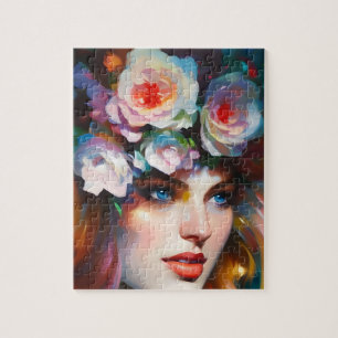 Floral Woman Portret Painting Legpuzzel
