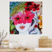 Floral Woman Poster (Keuken)