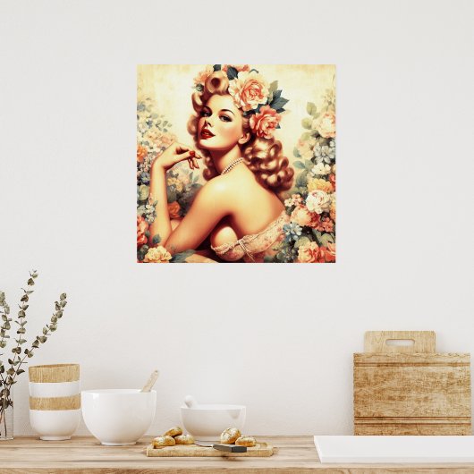  Floral Woman Poster (Keuken)