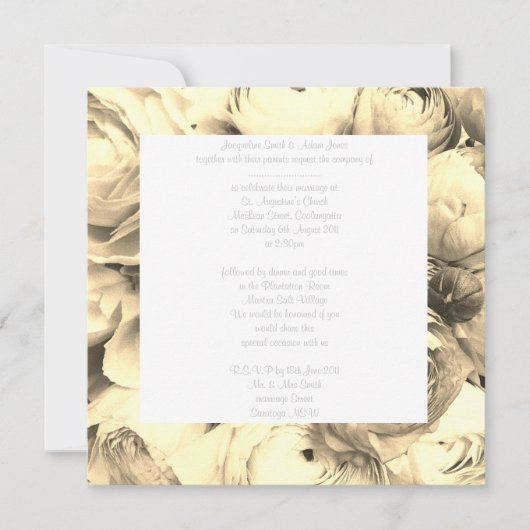 FLORAL Wonder WEDDING INVITATION sepia Kaart (Voorkant)