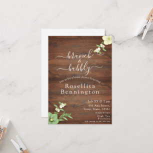 Floral Wood Brunch en Bubbly Vrijgezellenfeest Kaart